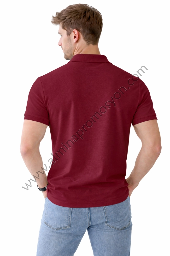 Bordo Polo Yaka Tişört (Baskısız)