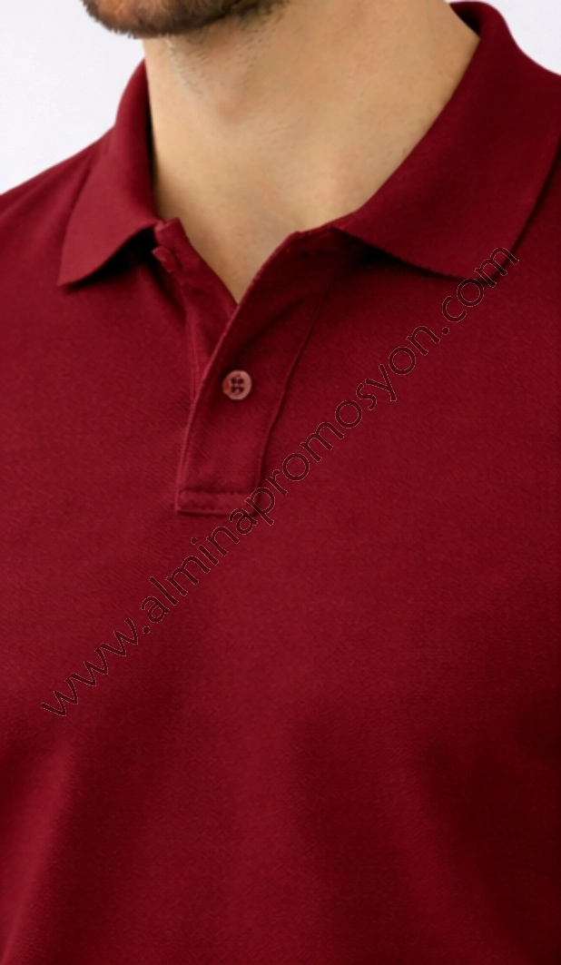 Bordo Polo Yaka Tişört (Baskısız)