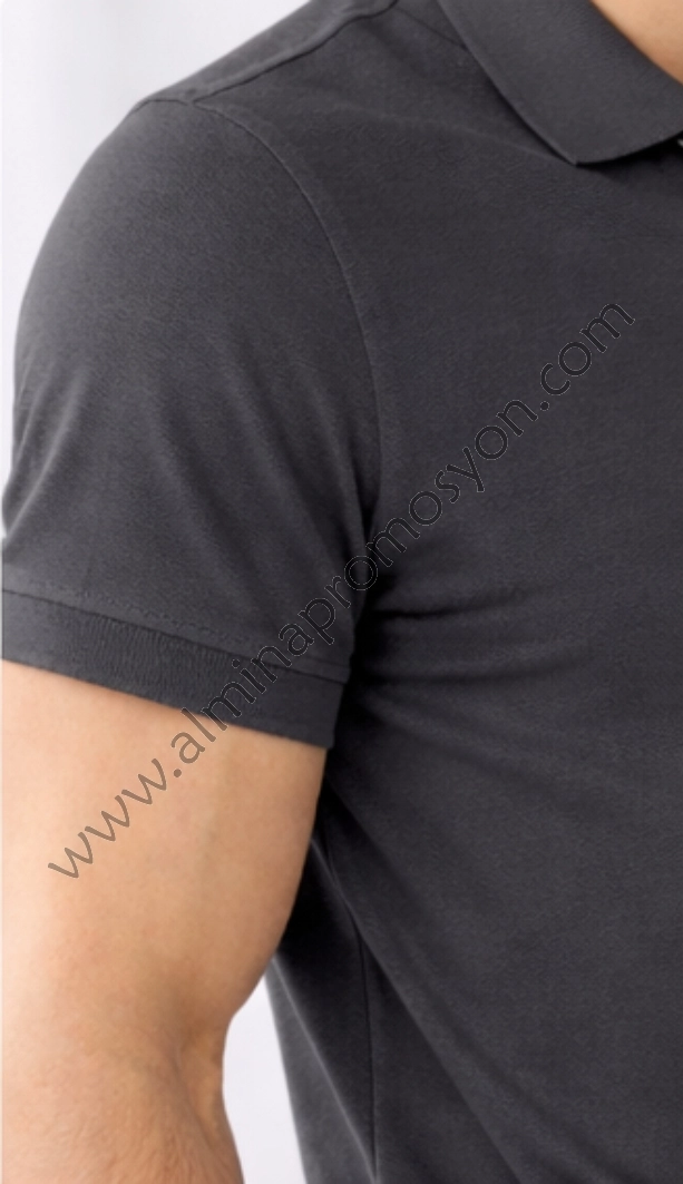 Füme Polo Yaka Tişört (Baskısız)