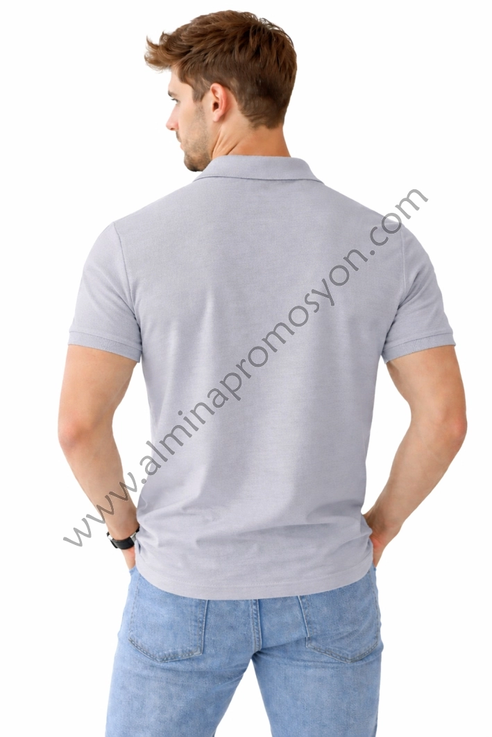 Gri Polo Yaka Tişört (Baskısız)