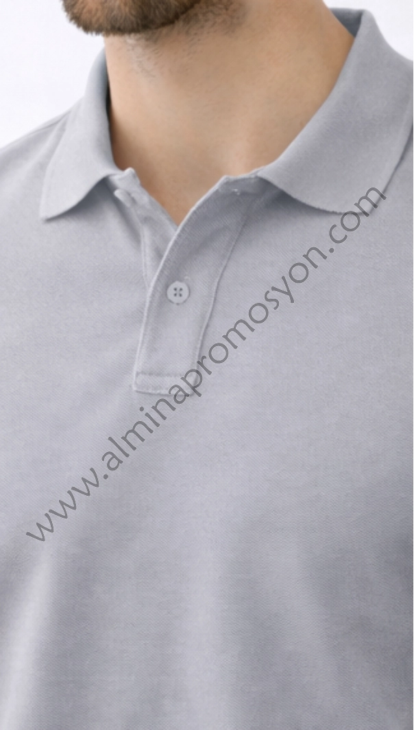 Gri Polo Yaka Tişört (Baskısız)