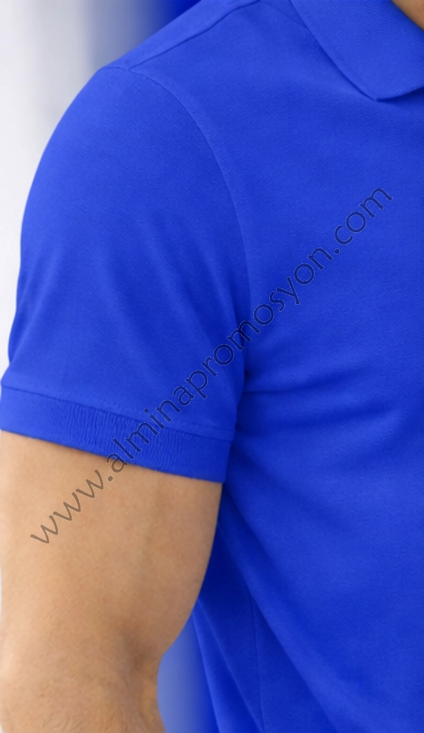 Saks Mavi Polo Yaka Tişört (Baskısız)