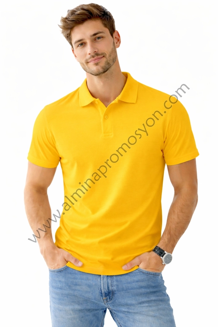 Sarı Polo Yaka Tişört (Baskısız)