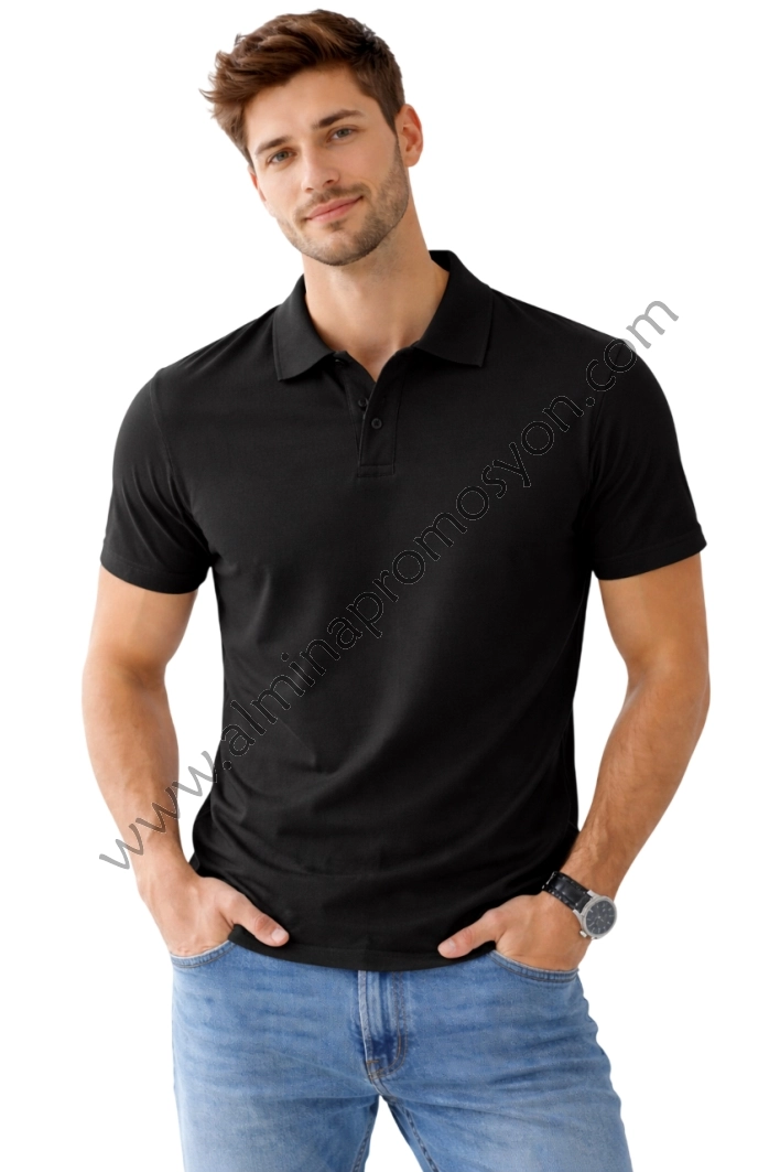 Siyah Polo Yaka Tişört (Baskısız)