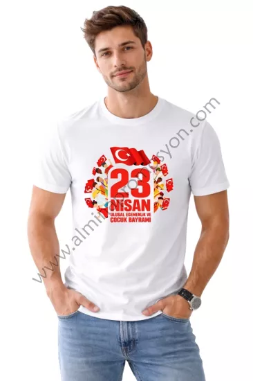 Promosyon 23 Nisan Baskılı Beyaz Tişört