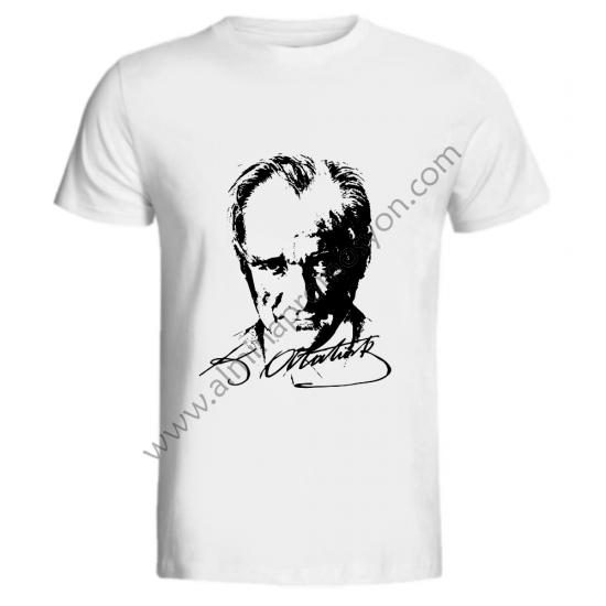 Beyaz Atatürk Baskılı Tişört