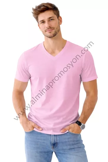 Promosyon Pembe V Yaka Tişört