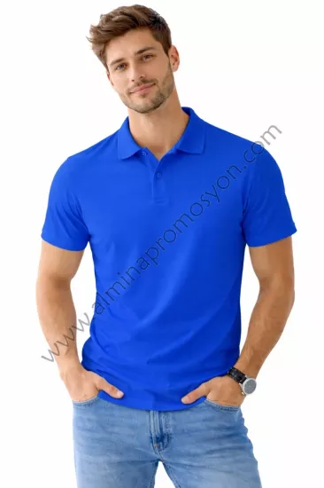 Promosyon Saks Mavi Polo Yaka Tişört