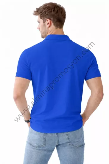 Promosyon Saks Mavi Polo Yaka Tişört