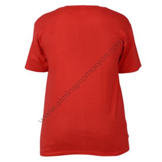 Promosyon Toptan V Yaka Kırmızı Tişört
