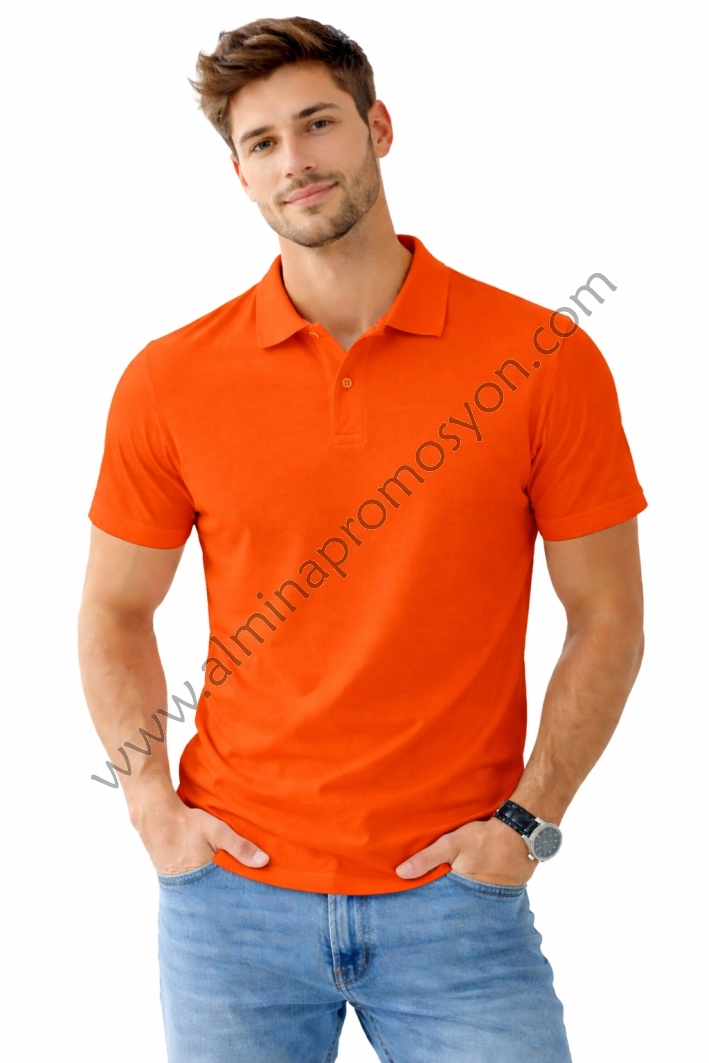 Turuncu Polo Yaka Tişört (Baskısız)